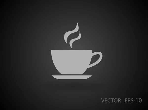 Flache lange Schatten-Tasse mit Heißgetränk-Symbol, Vektorillustration — Stockvektor