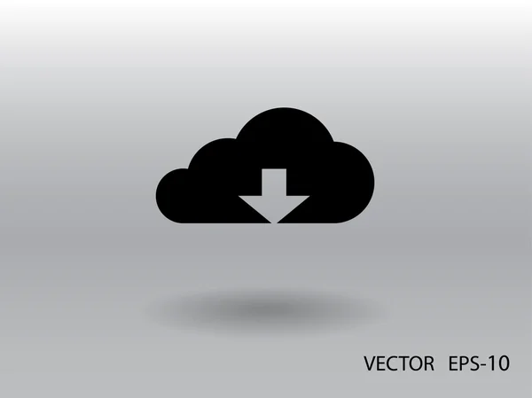 Ploché ikony stahování Cloud — Stockový vektor