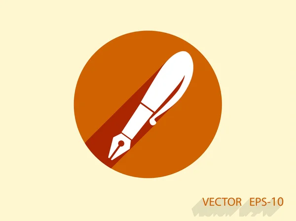 Icono plano de la pluma — Vector de stock