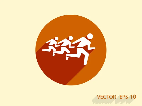 Flat icon of running mans — Stock Vector