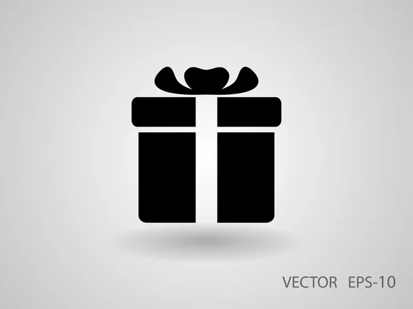 Flache lange Schatten Geschenk-Box-Symbol, Vektorillustration — Stockvektor