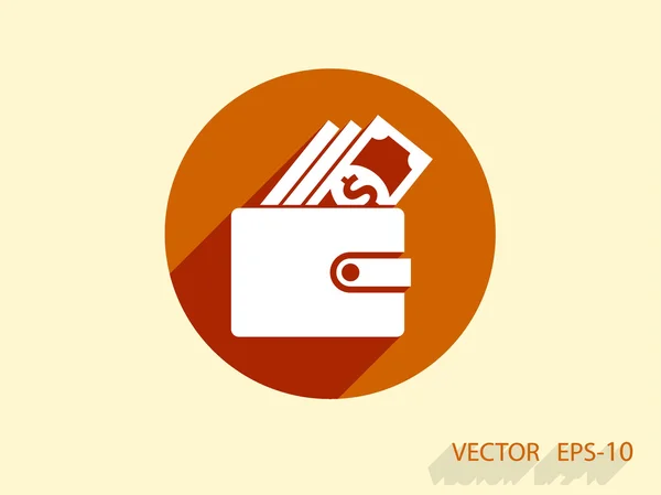 Plochý dlouhý stín peněženka ikonu, vektorové ilustrace — Stockový vektor