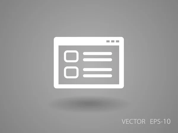 Longue ombre plate Icône de fenêtre Web, illustration vectorielle — Image vectorielle
