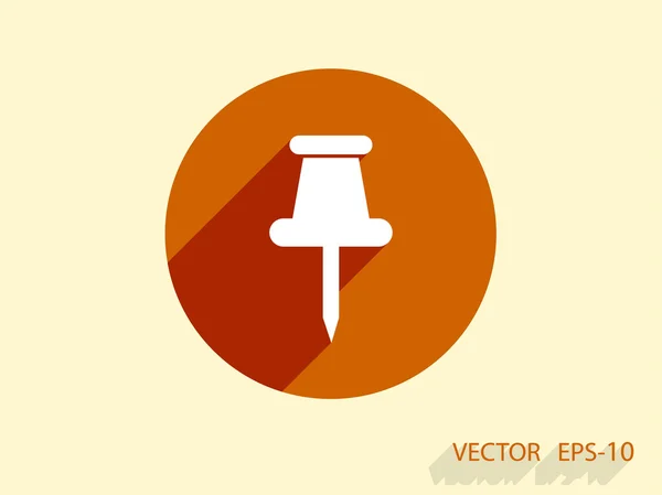Flache lange Schatten Pushpin-Symbol, Vektor-Illustration — Stockvektor