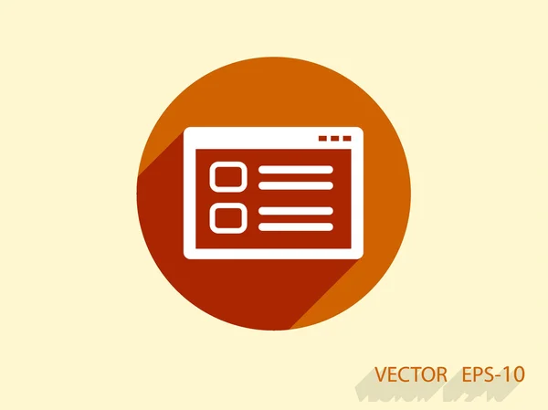 Plat lange schaduw Web vensterpictogram, vectorillustratie — Stockvector