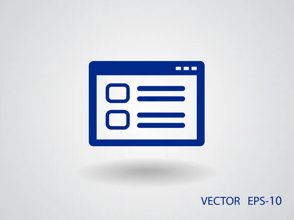 Flat long shadow Icono de ventana web, ilustración vectorial — Vector de stock