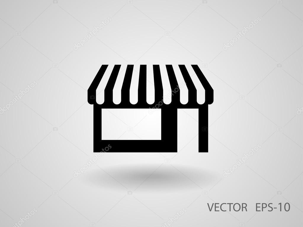 Flat long shadow Store icon, vector illustration