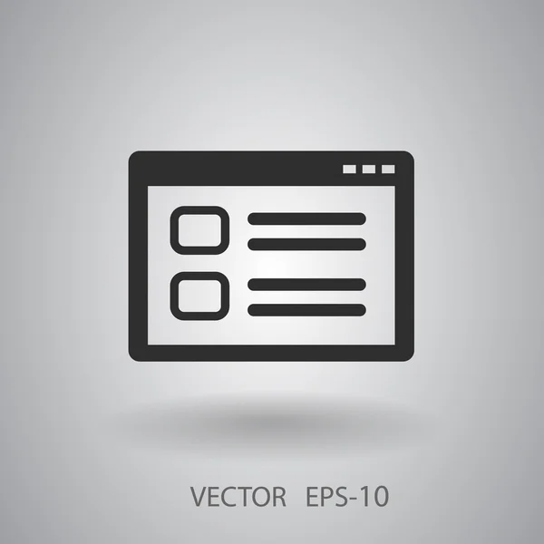 Plochý dlouhý stín Web okna ikona, vektorové ilustrace — Stockový vektor
