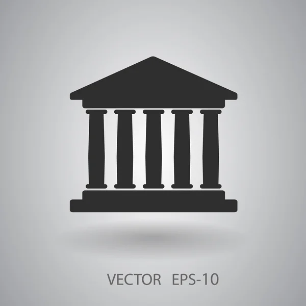 Platte pictogram van bank gebouw — Stockvector