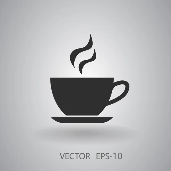 Flache lange Schatten-Tasse mit Heißgetränk-Symbol, Vektorillustration — Stockvektor