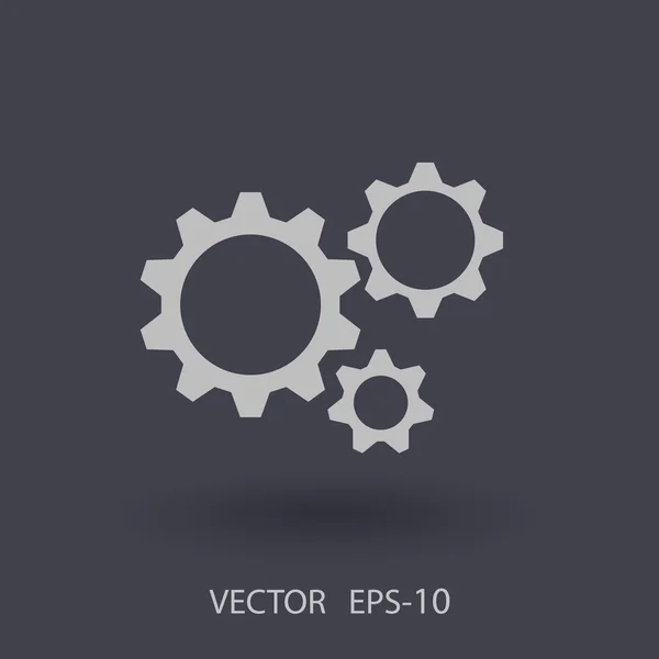 Icono plano de engranajes — Vector de stock