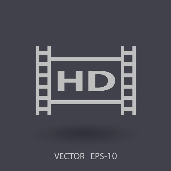 Platte pictogram van hd-video — Stockvector