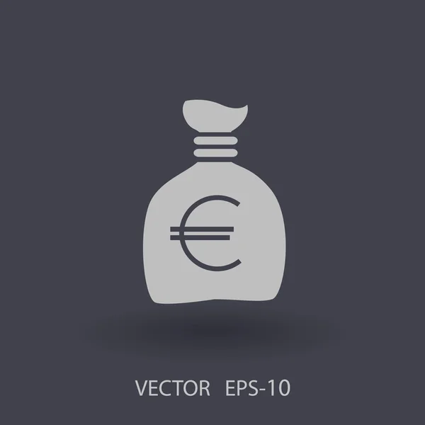 Flat long shadow Money bag icon, vector illustration — Stock Vector