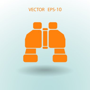 Düz uzun dürbün simgesi, vektör çizim gölge