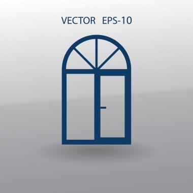 Düz uzun pencere simgesi, vektör çizim gölge