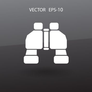 Düz uzun dürbün simgesi, vektör çizim gölge