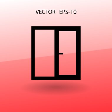 Düz uzun pencere simgesi, vektör çizim gölge