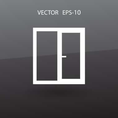 Düz uzun pencere simgesi, vektör çizim gölge