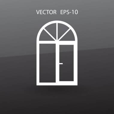 Düz uzun pencere simgesi, vektör çizim gölge