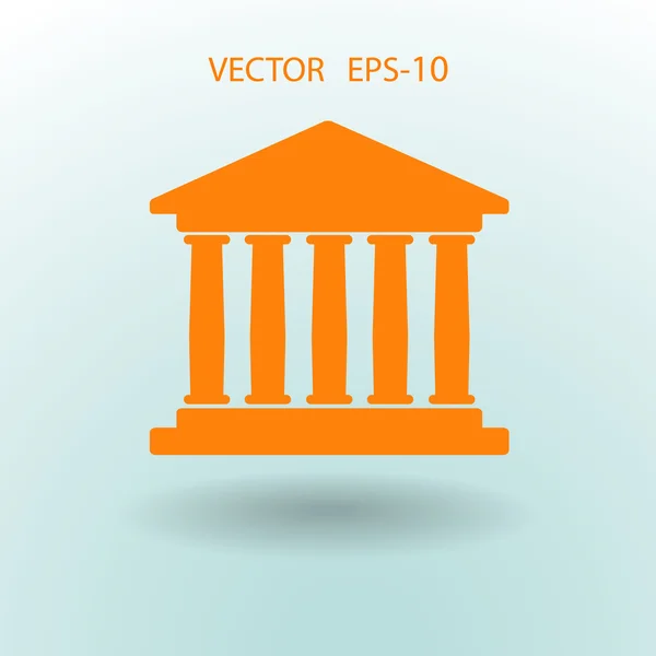 Platte pictogram van bank gebouw — Stockvector