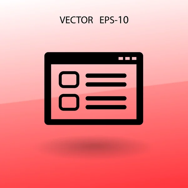 Plat lange schaduw Web vensterpictogram, vectorillustratie — Stockvector