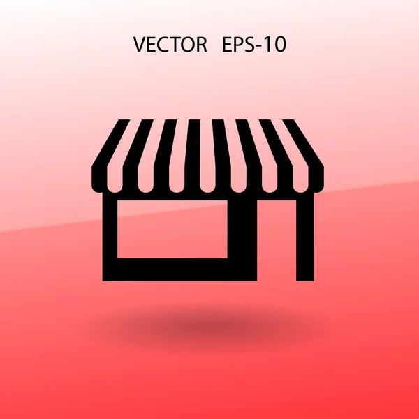 Flat long shadow Icono de la tienda, ilustración vectorial — Archivo Imágenes Vectoriales