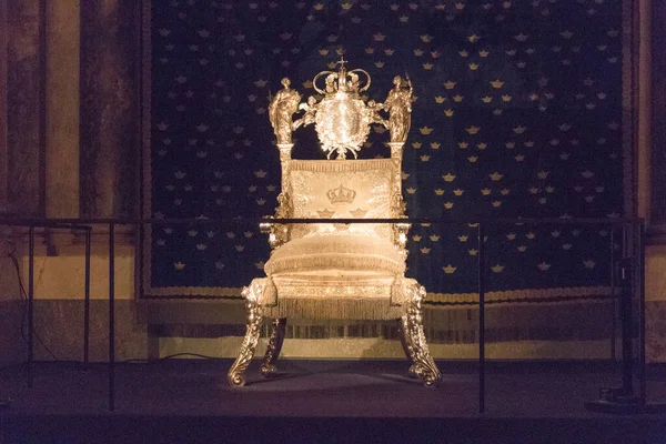 Svédország Stockholm 2019 Április Ezüst Trón Látképe Royal Palace Ban — Stock Fotó