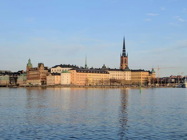 스톡홀름 스웨덴 2019 스웨덴 스톡홀름에서 2019 석양에서 수있는 Riddarholmen — 스톡 사진
