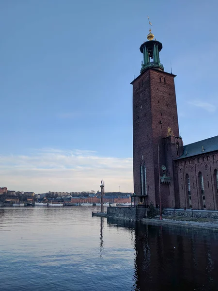 Stockholm Sweden April 2019 View City Hall Stadshuset Sunset Light — Stock Photo, Image