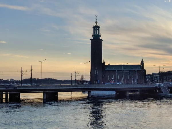 Стокгольм Швеція Квітня 2019 Вигляд Мерії Заході Сонця Квітня 2019 — стокове фото