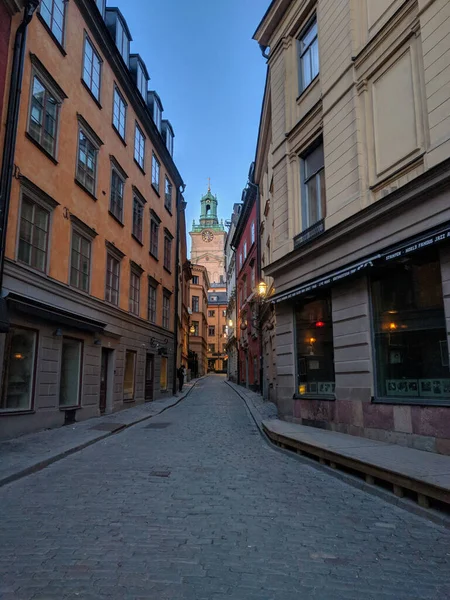 Švédsko Stockholm Dubna 2019 Pohled Stockholmskou Katedrálu Nebo Storkyrkan Úzké — Stock fotografie