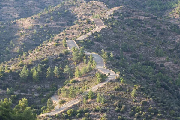 Vue Paysage Panoramique Courbe Route Campagne Chypre — Photo