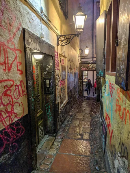 Stockholm Sveç Ocak 2019 Gamla Stan Dar Bir Caddenin Dış — Stok fotoğraf