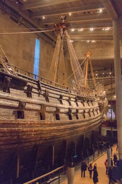 Stockholm, İsveç - 30 Aralık 2018: 30 Aralık 2018 'de İsveç' te Vasa Müzesi 'nin liman kenarı manzarası.