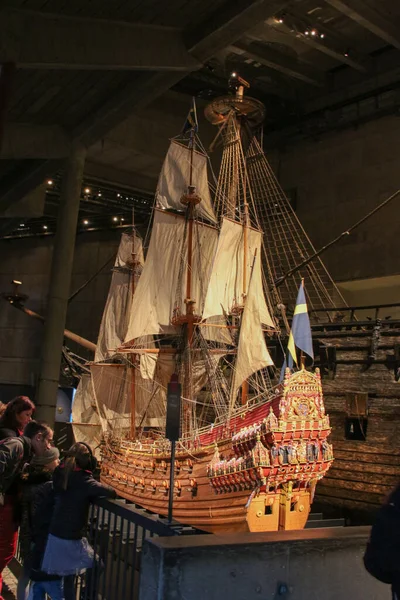 Stockholm Sweden December 2018 View Vasa Warship Model Scale Vasa — Stock Photo, Image