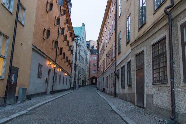 Стокгольм Швеция Декабря 2018 Года Внешний Вид Старых Зданий Ночью — стоковое фото