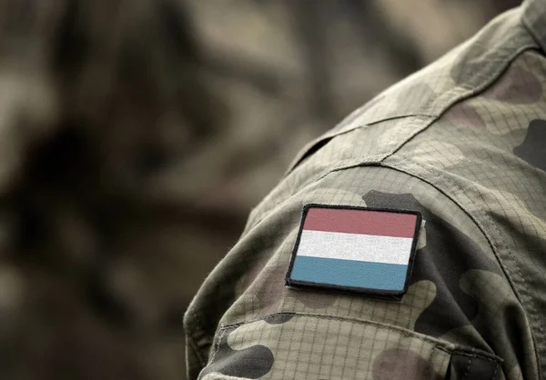 Bendera Luksemburg Pada Seragam Militer Tentara Pasukan Tentara Kolase — Stok Foto