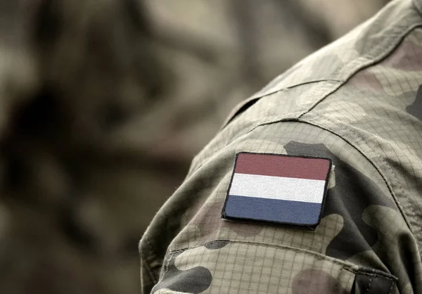Askeri Üniformalı Hollanda Bayrağı Kolaj — Stok fotoğraf