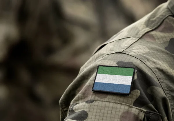 Bandera Sierra Leona Uniforme Militar Ejército Tropas Soldados África Collage —  Fotos de Stock