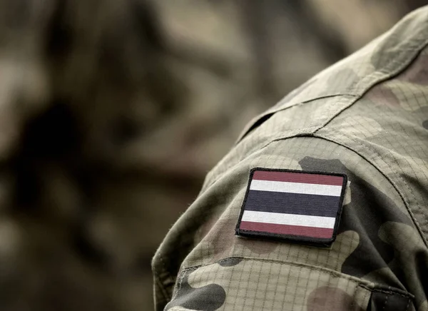 Bandeira Tailândia Uniforme Militar Exército Soldado Colagem — Fotografia de Stock