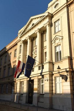 Zagreb, Hırvatistan - 26 Haziran 2021: Zagreb 'deki Hırvat Parlamentosu Binası (Hrvatski Sabor).