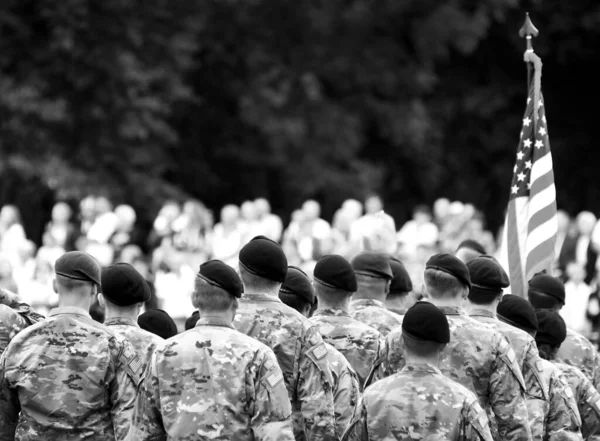 US soldiers. US army. Military forces of the United States of America. Soldiers marching on the parade. Veterans Day. Memorial Day.