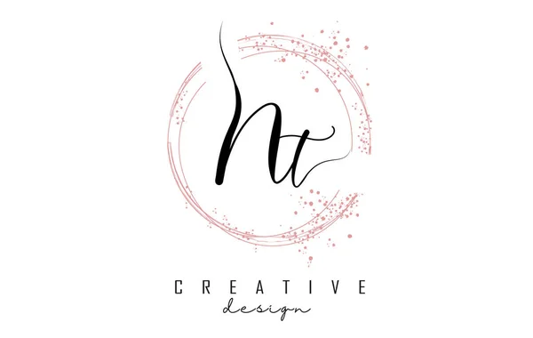 Написанный Руки Логотип Блестящими Кружками Розовыми Блестками Декоративная Векторная Иллюстрация — стоковый вектор
