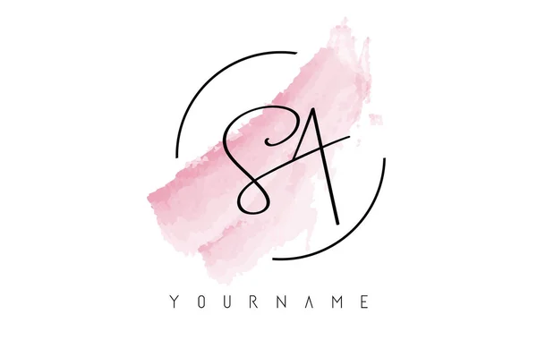 Χειρόγραφο Letters Logo Pink Pastel Watercolor Brush Stroke Concept Και — Διανυσματικό Αρχείο