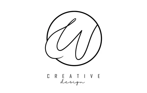 Lettere Mano Logo Design Con Semplice Cerchio Vettoriale Illustrazione Icona — Vettoriale Stock