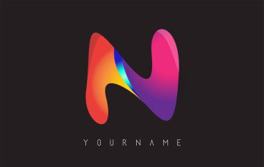 Gradyan renk tasarımlı N harfi logosu. Kartvizit şablonları. N harfi vektör illüstrasyonu.