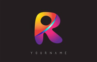 Gradyan renk tasarımlı R harfi logosu. Kartvizit şablonları. R harfi vektör çizimi.