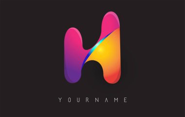 Gradyan renk tasarımlı H harfi logosu. Kartvizit şablonları. H harfi vektör çizimi.