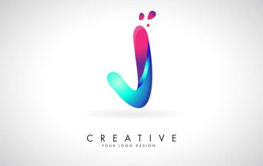 Mavi ve Pembe yaratıcı harf J Logo Tasarımı ve Noktalar. Friendly Corporate Entertainment, Media, Technology, Digital Business vektör tasarımı ve damlaları. Bükülmüş Başlık, Başlık, Harf, Logo ve Şirket Kimliği Kuruluşunun Saptırılmış Vektör Mektubu.