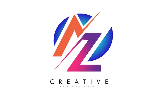 Letter Logo Design Creative Cut Gradient Blue Background 크리에이티브 오렌지와 — 스톡 벡터